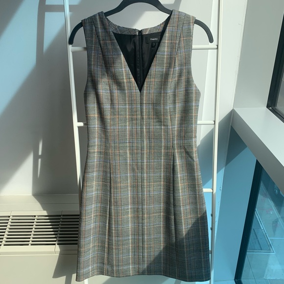 Theory Plaid Wool Sheath Dress Size 2 XS/S Work - Picture 1 of 6